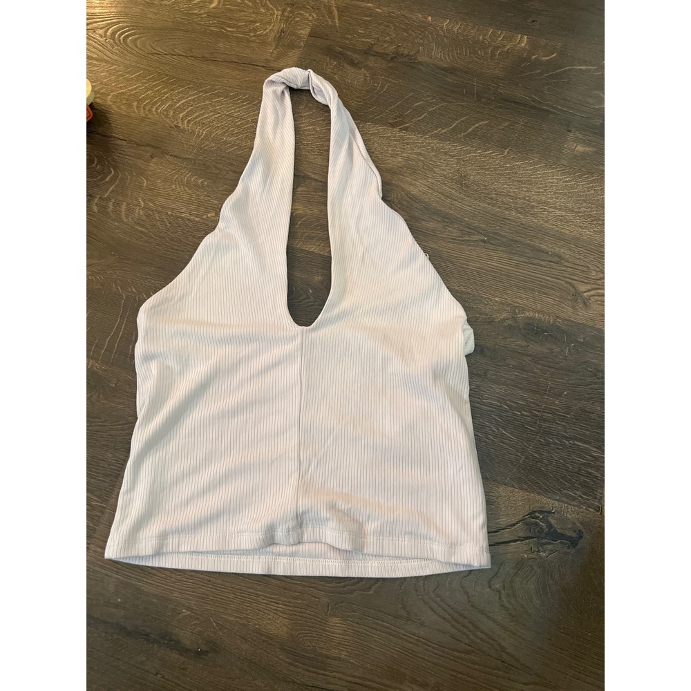 Wilfred Aritzia Ribbed Halter Top Lilac Purple Deep V-Neck Camisole Large